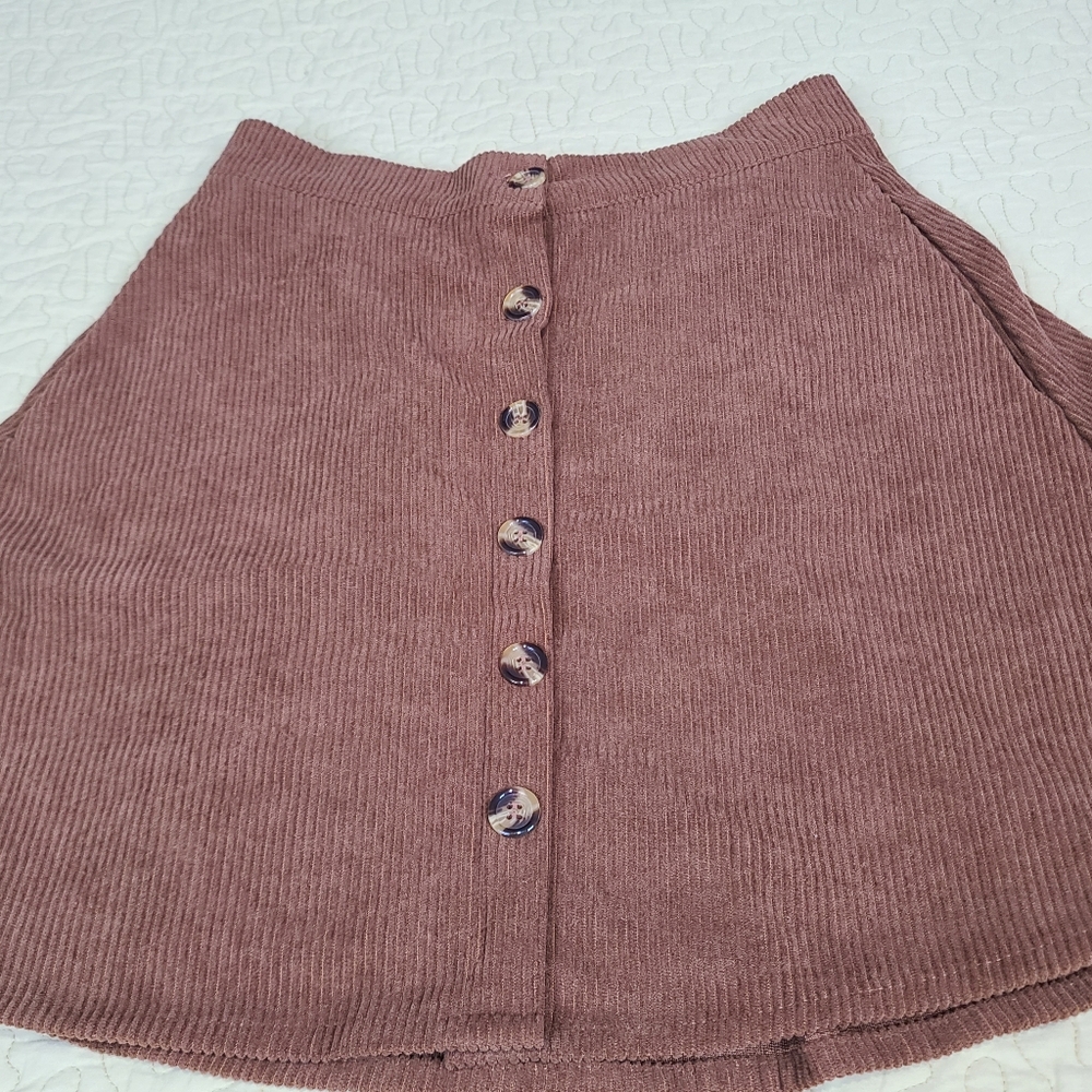 Ternez Corduroy 6 button hi rise flare skater skirt size S - Picture 3 of 8